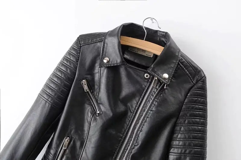 2019 Women's Slim Fit PU Leather Biker Jacket