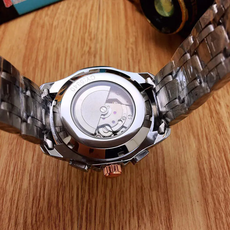 Men's Steel Band Mechanical Watch with Six Needles