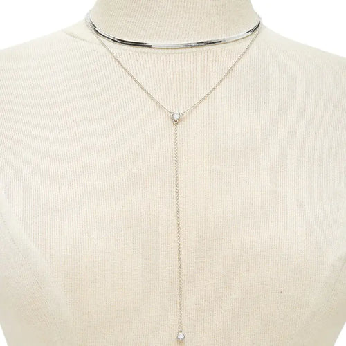 Layered Rhinestone Pendant Choker Necklace (New Arrival)