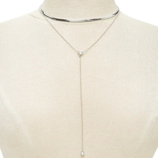 Layered Rhinestone Pendant Choker Necklace (New Arrival)
