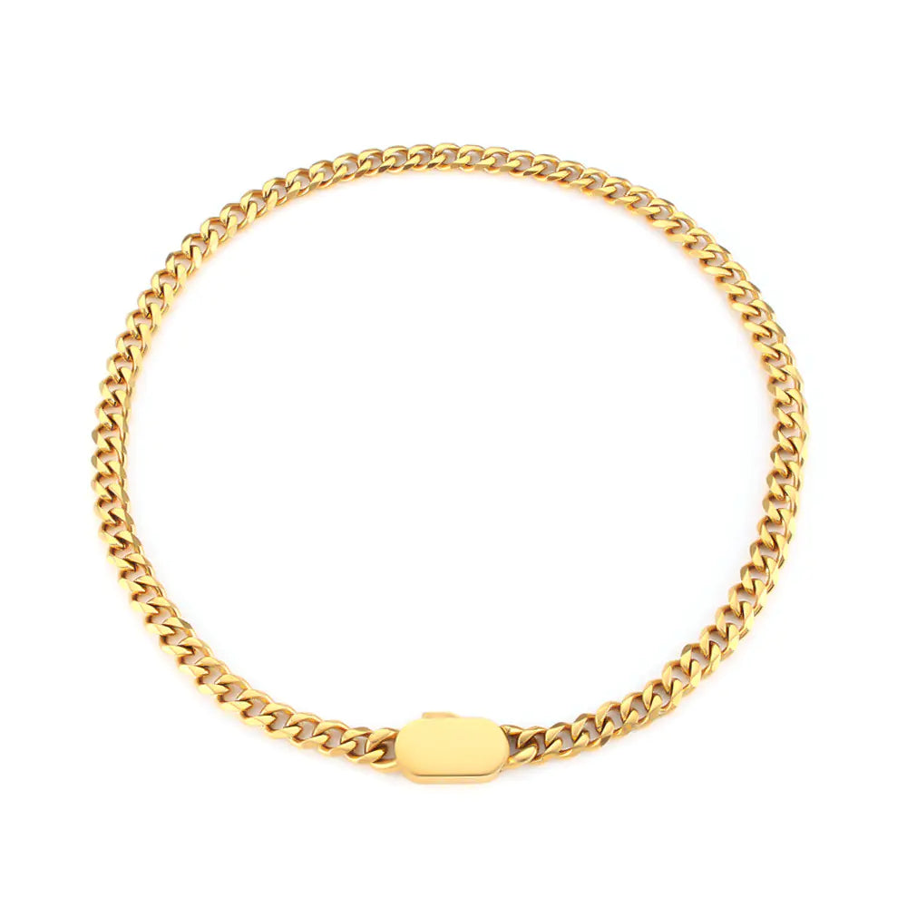 Metal Buckle Thick Chain Necklace