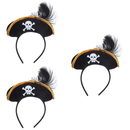 FRCOLOR 3pcs Skull Hat Headband Halloween Privatehat Halloween Skull Headband Pirate Hair Accessories Halloween Costume Accessories Party Hats Performance Props Mini Non-woven Fabric Child