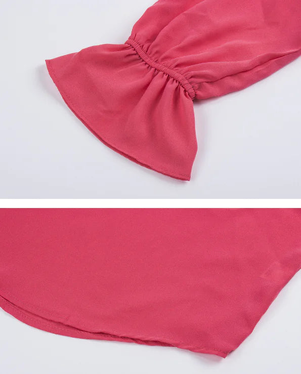 Off-Shoulder Chiffon Blouse with Straps for Women