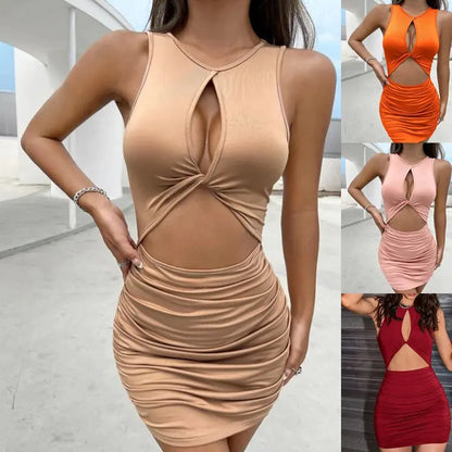 Tight Hollow Pleated Suspender Skirt for Women