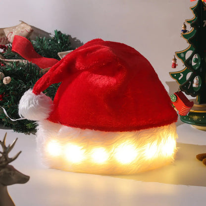 Christmas Hat LED Light Plush Supplies Luminous for men and women