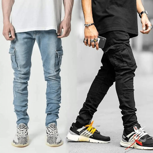 Stylish Men's Multi-Pocket Tooling Jeans