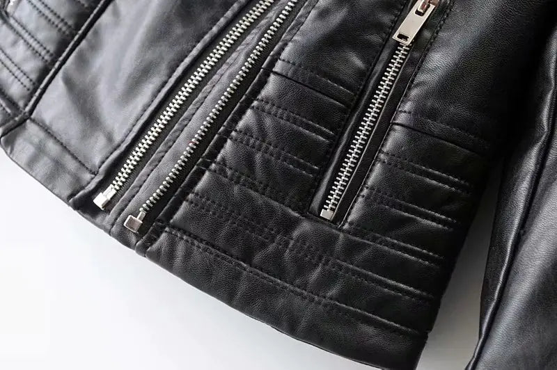 2019 Women's Slim Fit PU Leather Biker Jacket