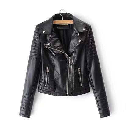 2019 Women's Slim Fit PU Leather Biker Jacket