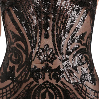 Sequin Sheer Back Dress, Sequin Dress