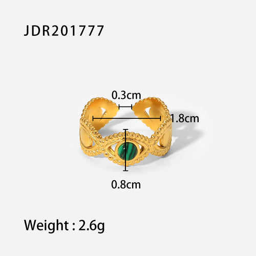 18K Gold Stainless Steel Green Malachite Ring