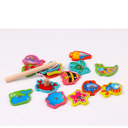 Magnetic Fishing Toy Set for Kids - Wooden Educational Game