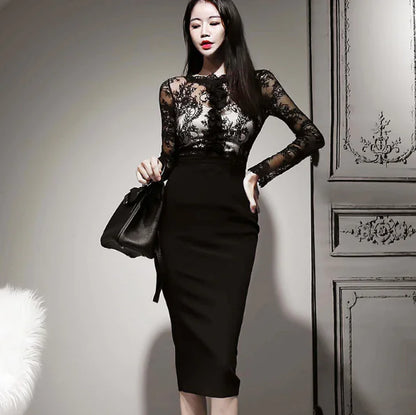 Fashionable Lace Bodycon Dress - Lace Midi Dress