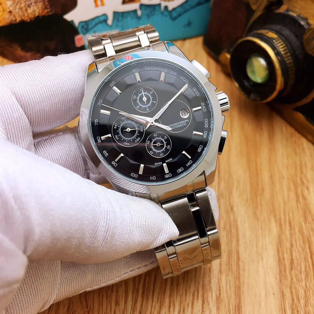 Men's Steel Band Mechanical Watch with Six Needles