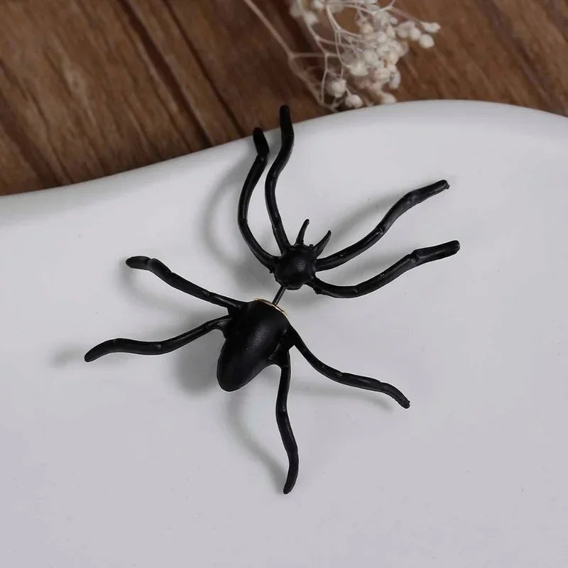 3D Punk Style Black Spider Halloween Animal Stud Earrings Vintage Fashion
