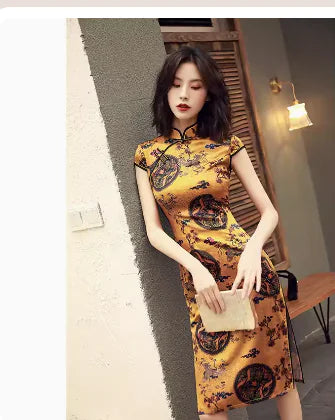 Split Dress, Qipao Dress, Bodycon Split Dress