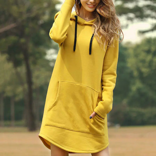 Hooded Pocket Sweatshirt Dress for Women (Fall/Winter).