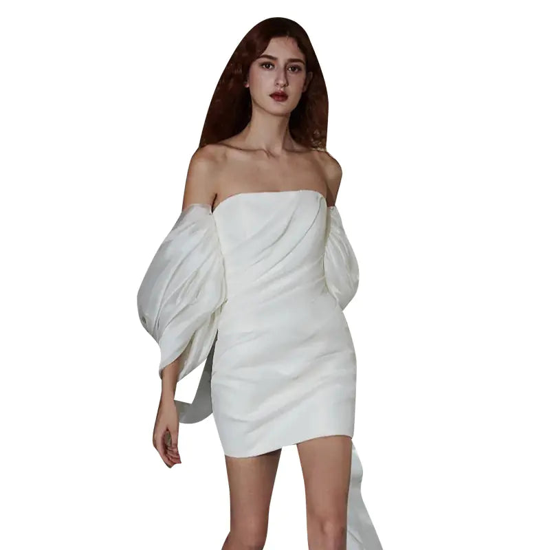 One-Shoulder Vintage Style Short Wedding Dress
