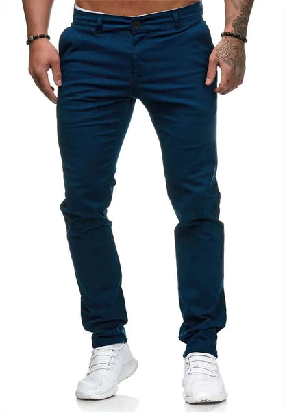 Euro American Style Men's Casual Pants - Solid Straight Fit.