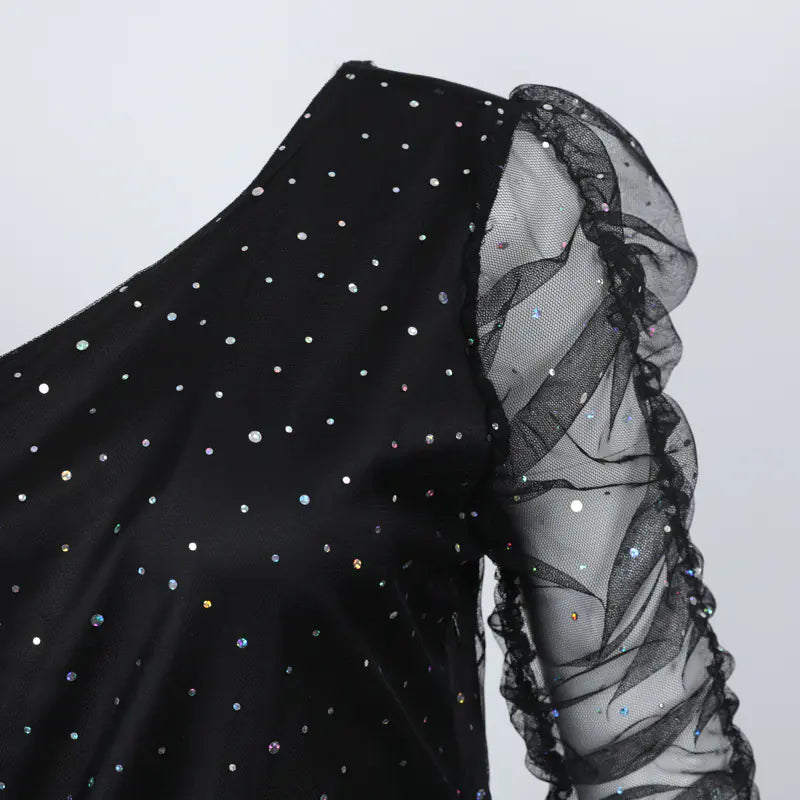 New Stylish Irregular Shoulder Short Dress