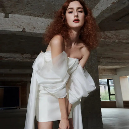 One-Shoulder Vintage Style Short Wedding Dress