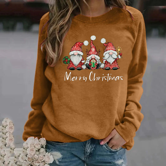 Women's Christmas Pattern Long Sleeve Round Neck Sweater.