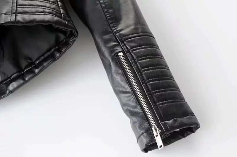 2019 Women's Slim Fit PU Leather Biker Jacket