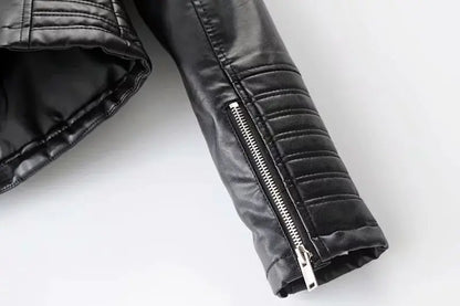 2019 Women's Slim Fit PU Leather Biker Jacket