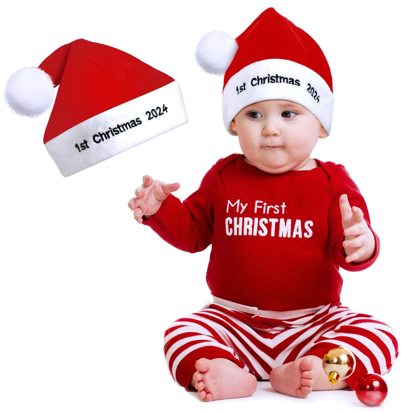 Eurzom 2025 First Christmas Santa Hat Baby Newborn(Red 3-9 Months)