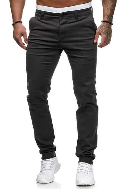 Euro American Style Men's Casual Pants - Solid Straight Fit