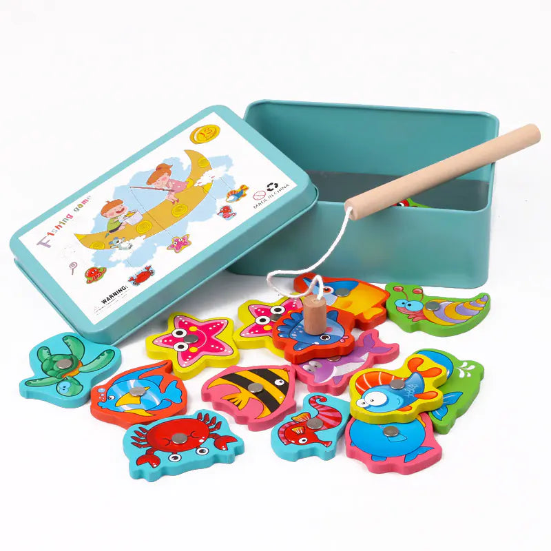 Magnetic Fishing Toy Set for Kids - Wooden Educational Game