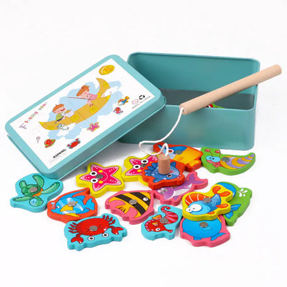 Magnetic Fishing Toy Set for Kids - Wooden Educational Game