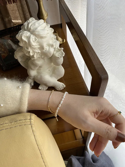 Delicate Freshwater Pearl Double Layer Bracelet for Women