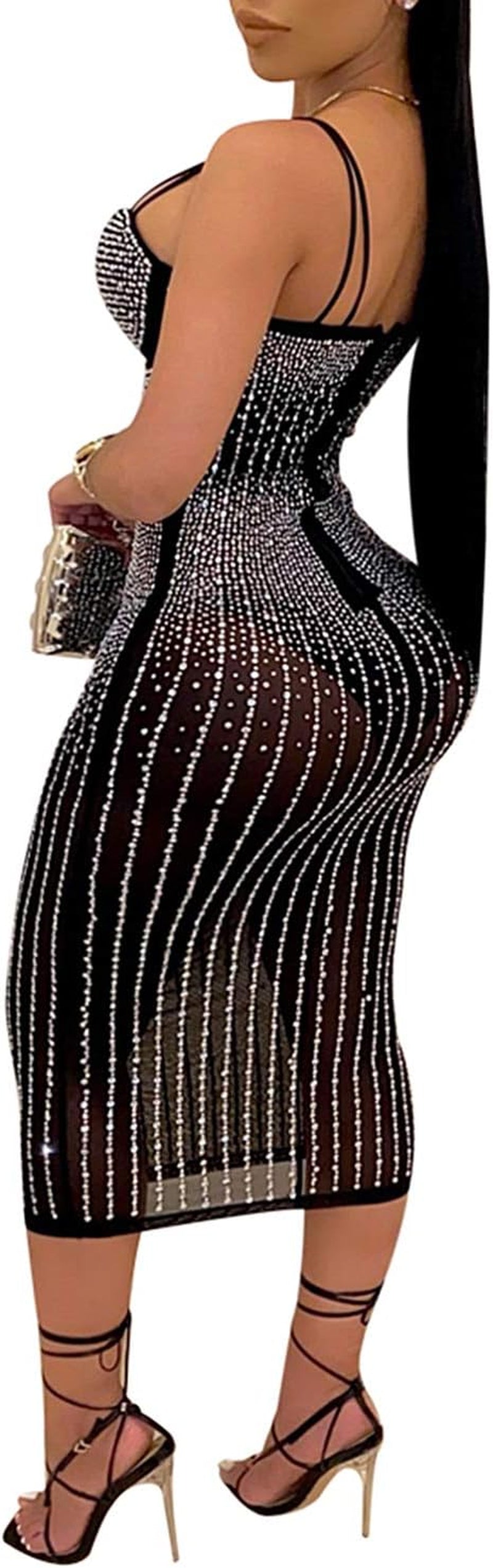 Women Long Sleeve Birthday Dresses Sexy Hot Diamond Process Sexy Dress Party