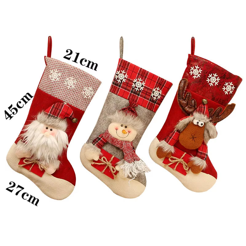 Christmas Stocking Large Xmas Gift Bags Fireplace Decoration Socks New Year Candy Holder Christmas Decor for Home