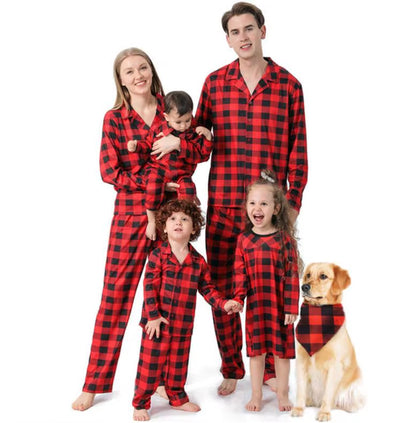 Christmas Family Matching Pajamas Cotton Mother Father Baby Kids and Dog