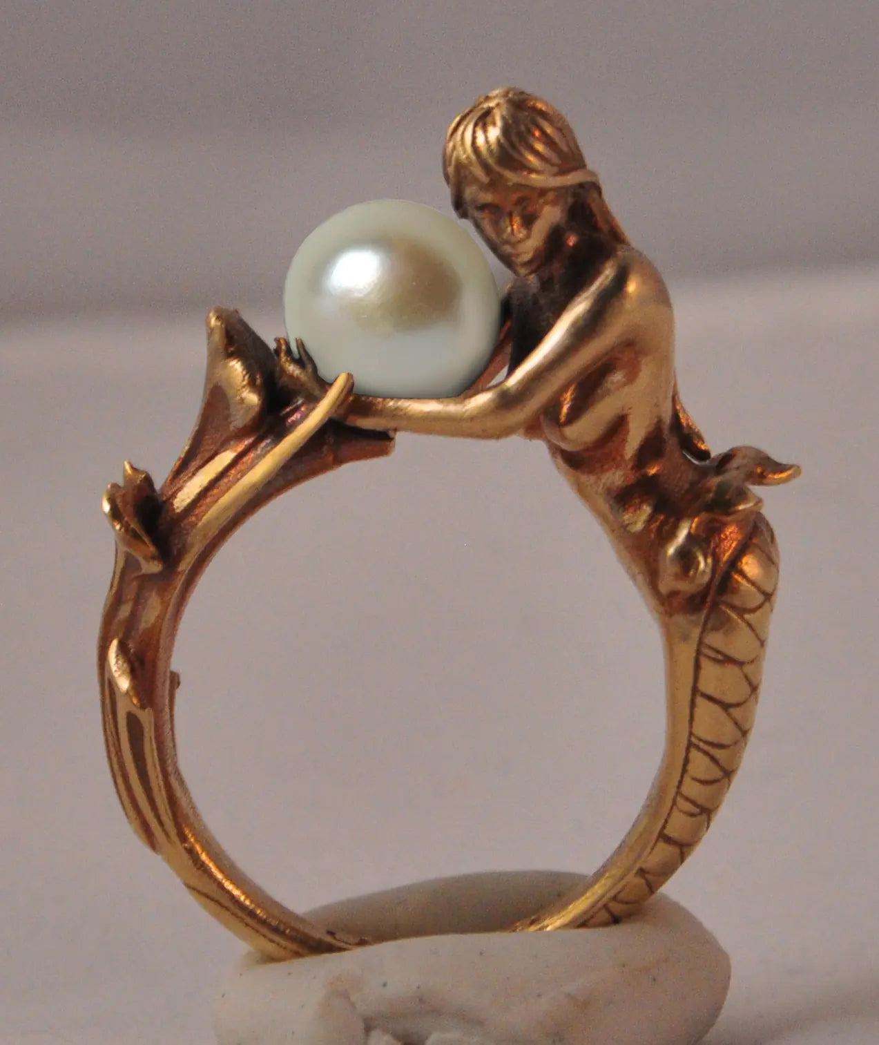 White Pearl Mermaid Ring.