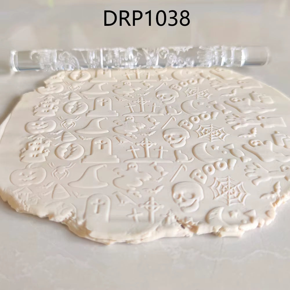 Embossed Rolling Pin,  Pastry Roller, Embossing Roll Pins, Baking Cookies, Halloween