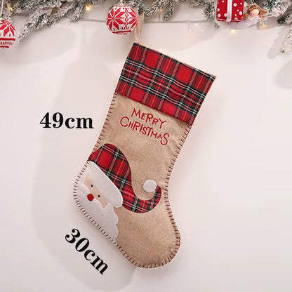 Christmas Stocking Large Xmas Gift Bags Fireplace Decoration Socks New Year Candy Holder Christmas Decor for Home