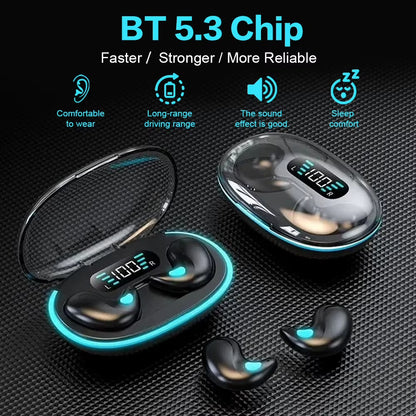 BT 5.3 Wireless Earbuds Noise Cancelling Sense-Free Micro Sleep Earbuds IPX5 Waterproof for Running Fitness Learning Accessories