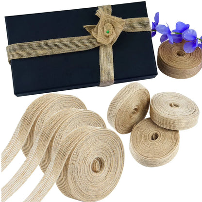 5M/Roll Natural Jute Burlap Hessian Ribbon Rolls Wedding Party Decor