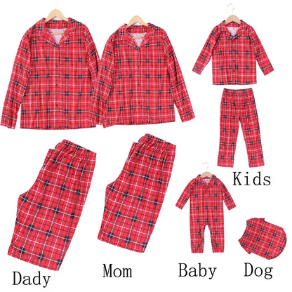 Christmas Family Matching Pajamas Cotton Mother Father Baby Kids and Dog
