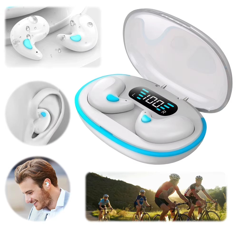 BT 5.3 Wireless Earbuds Noise Cancelling Sense-Free Micro Sleep Earbuds IPX5 Waterproof for Running Fitness Learning Accessories