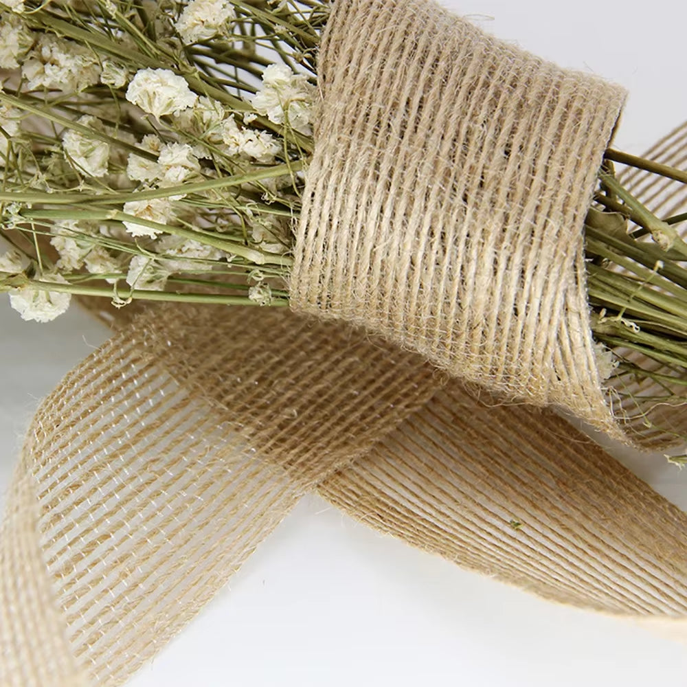 5M/Roll Natural Jute Burlap Hessian Ribbon Rolls Wedding Party Decor