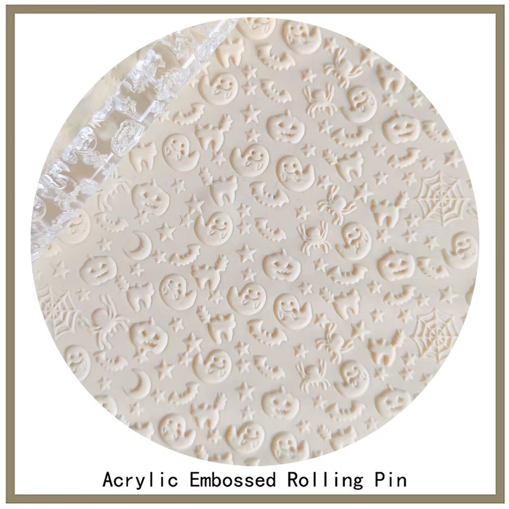 Embossed Rolling Pin,  Pastry Roller, Embossing Roll Pins, Baking Cookies, Halloween