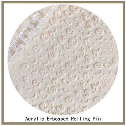 Embossed Rolling Pin,  Pastry Roller, Embossing Roll Pins, Baking Cookies, Halloween
