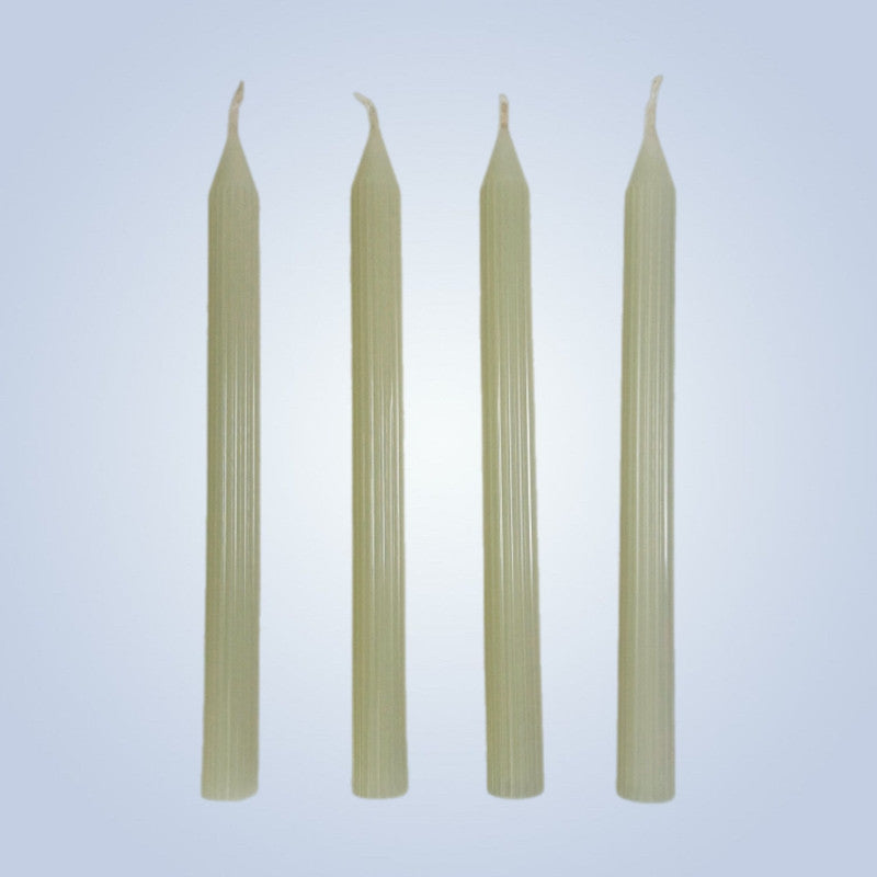 Coloured Beeswax Taper Candle | Fluted | Pearl White