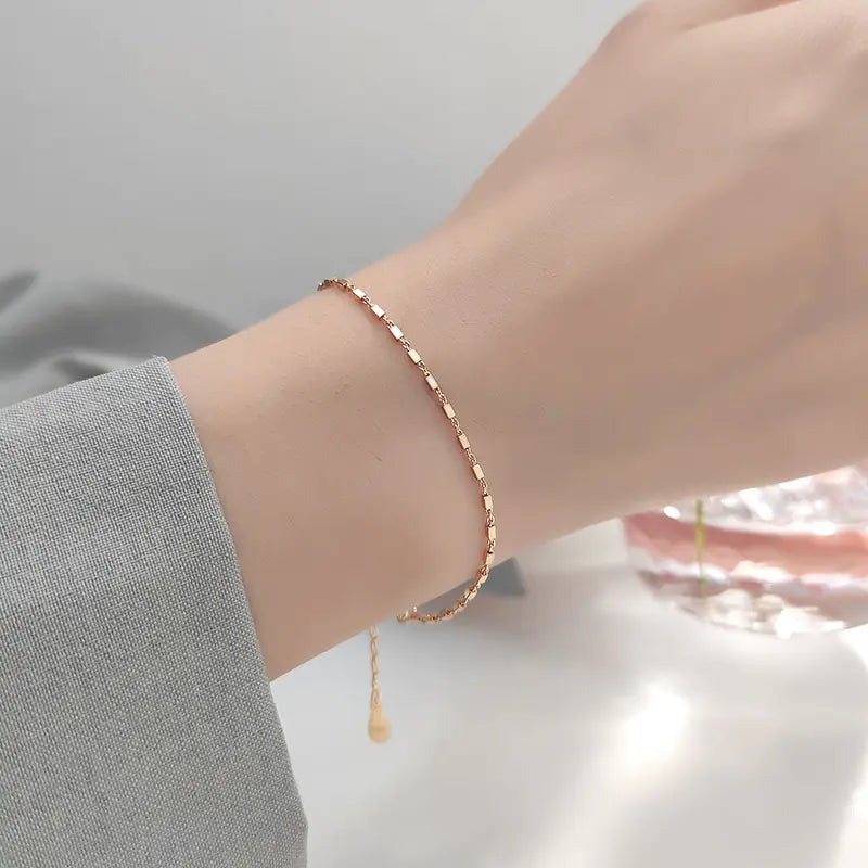 S925 Silver Small Square Bracelet for Women