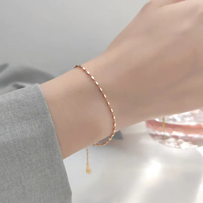 S925 Silver Small Square Bracelet for Women