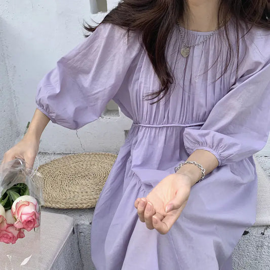 Lavender Women's Dress with Suspenders.