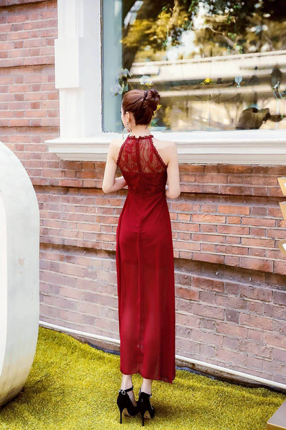 Elegant Halter Neck Chiffon Dress for Night Club.